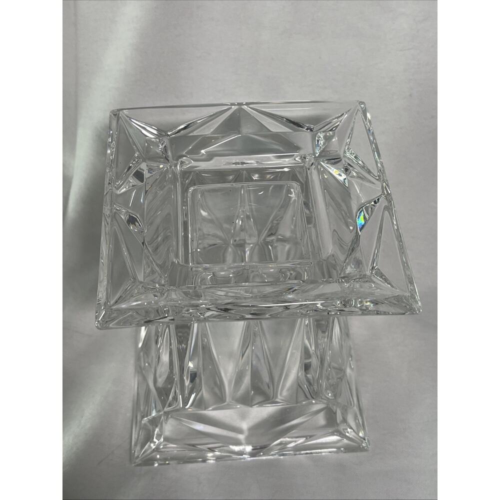 Party Lite~ Quad Prism Small Pedestal 5" Candle Holder 24% Lead Crystal - Picture 4 of 7